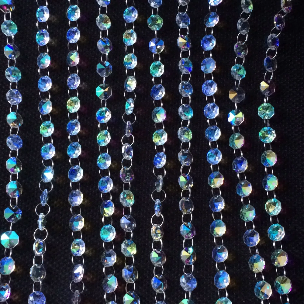 100meters Top Quality Rainbow Crystal Octagon Beads Garland Strands Clear AB 14mm Crystal Chandelier Beads Chains Free Shipping