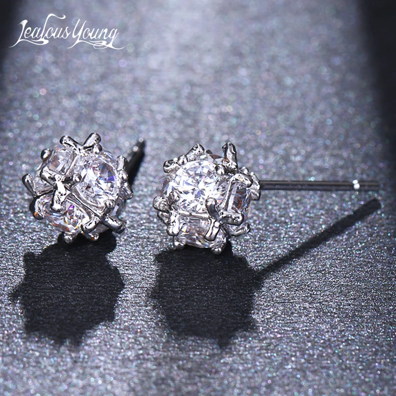 

Small Round Zirconia Men Stud Earrings for Girl and Women Silver Color Studs Party Jewelry Accessories