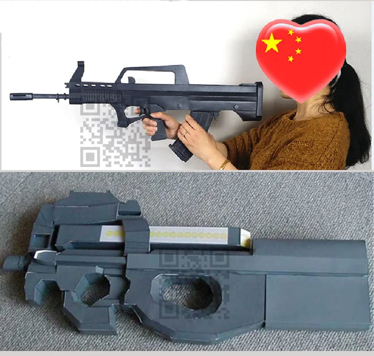 1:1 Crazy P90 игрушечный пистолет модель Бумажная собранная развивающая игрушка строительные игрушки карточные Модели Строительные наборы