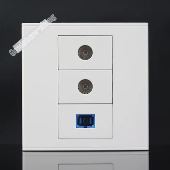 

Wall Socket Plate 3 Ports Dual TV Socket & SC Optical Fiber Jack Panel Faceplate Outlet Adapter 86*86mm Home Adapter Wholesale