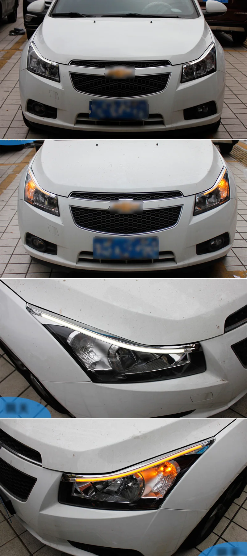 Для Chevrolet Cruze 2010-, автомобильный стильный светодиодный светильник на голову для бровей, дневной ходовой светильник DRL с желтым сигналом поворота, светильник