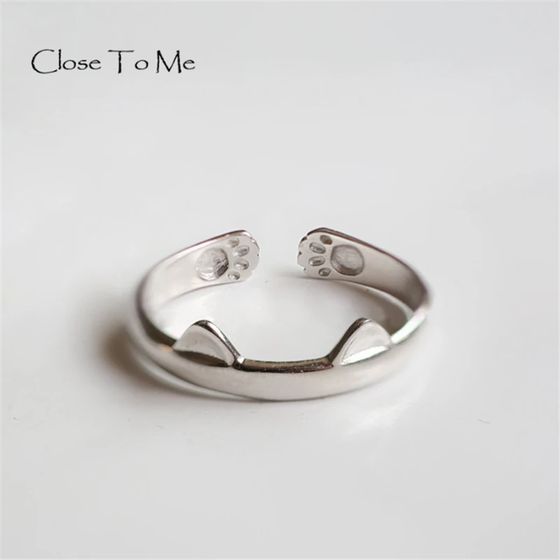 Close To Me S925 Sterling Silver Handmade Fine Jewelry Super Cute Cat Ring Minimalist Rings for Women | Украшения и аксессуары