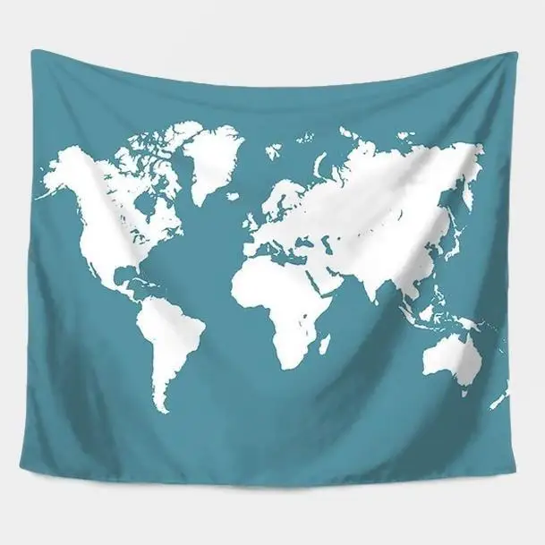 

All White World Map Tapestry Wall Hanging