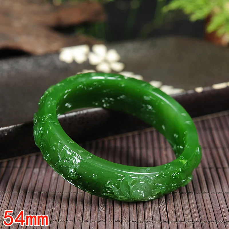 

Natural hetian jade handmade 3D carving Women Amulet Nephrite Jades Jewelry Bangles
