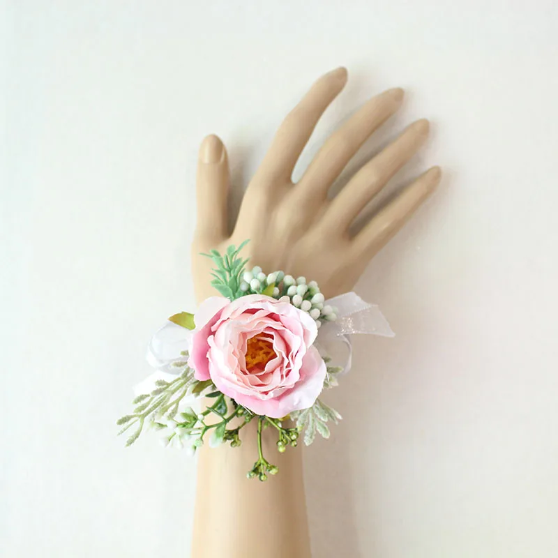 cuff bridesmaid bracelet flower wrist corsage  (3)