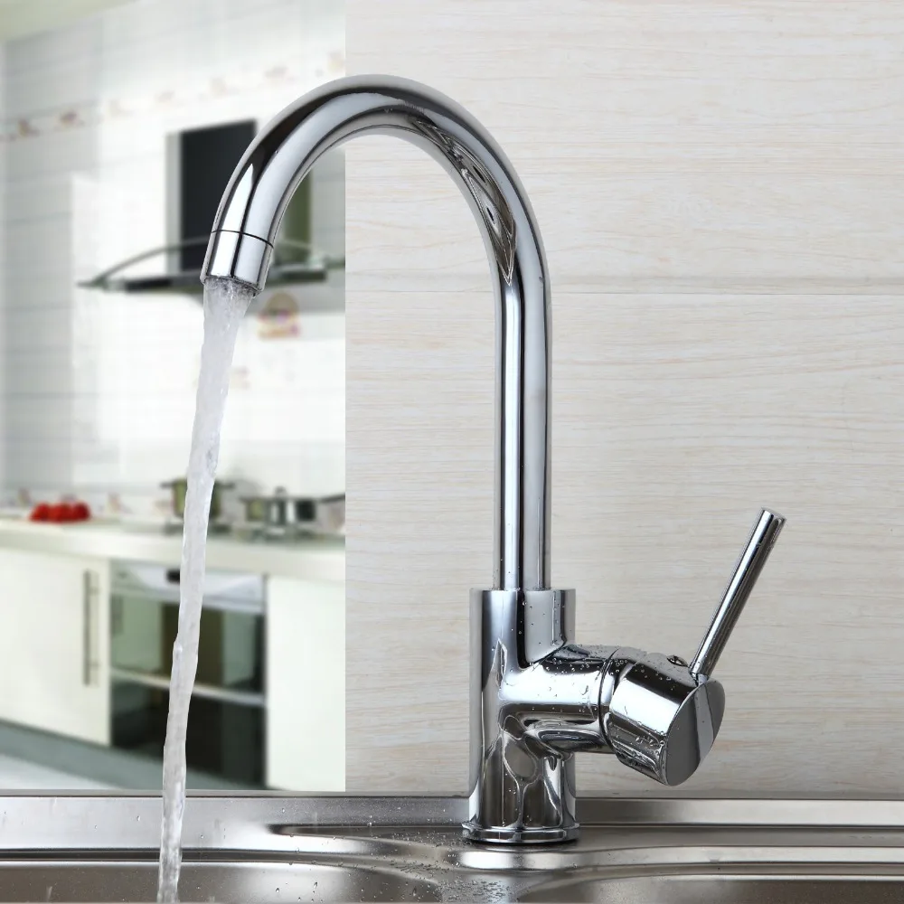Luxury 360 Swivel Hot Cold Water Mixer Deck Mounted Faucet Chrome Brass Tap Bathroom Basin Sink