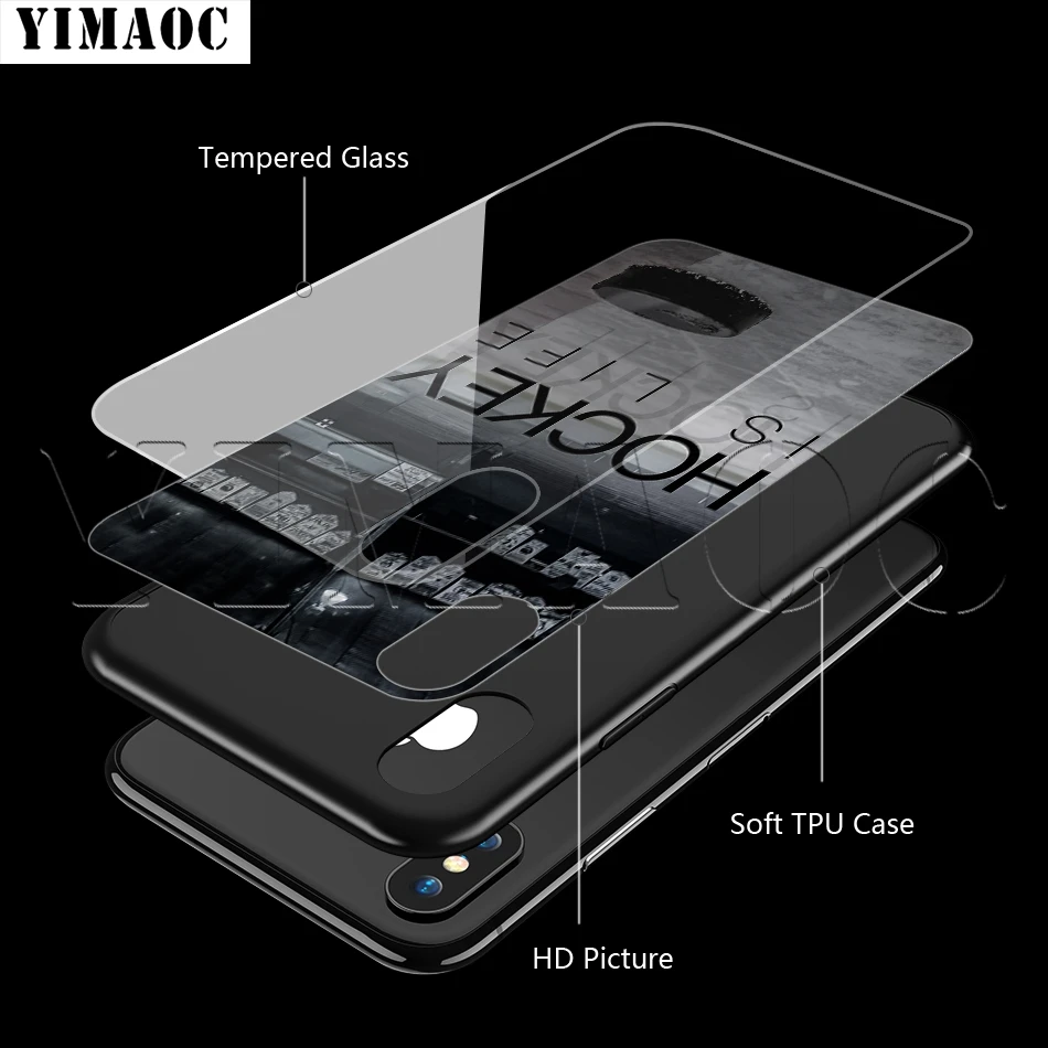 Спортивный чехол YIMAOC из закаленного стекла для хоккея с шайбой iPhone 11 Pro XS MAX XR X 8 7 6