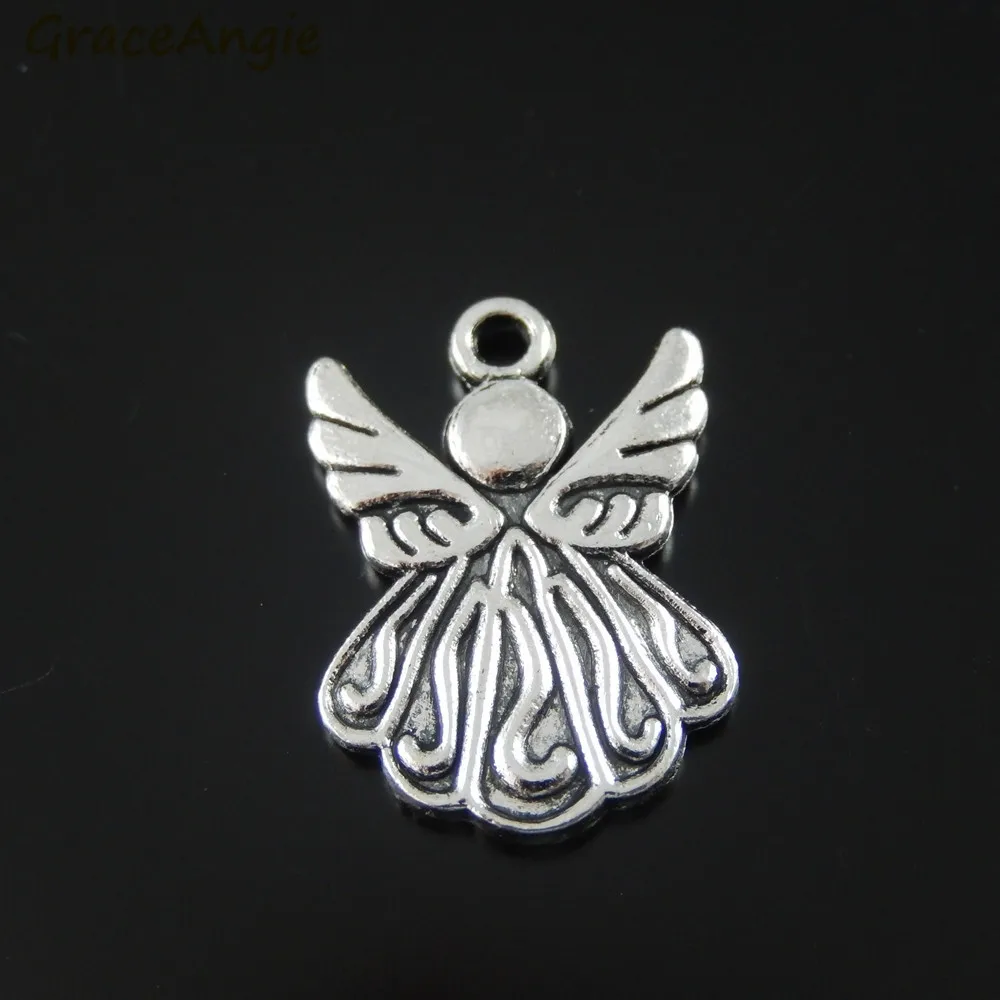 GraceAngie 10pcs Cute Antique Color Alloy Angel Shape Fit Pendants Charms Fairy Wings Holy Style Church Easter Souvenir | Украшения и