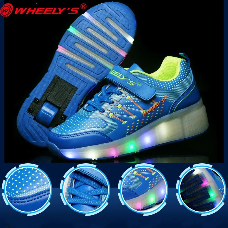 

New 2016 Child  Jazzy Junior Girls Boys LED Light Roller Skate Shoes For Children Kids Sneakers With Wheels