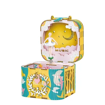 

Robotime DIY Dancing Ballerina Wooden Rotatable Music Box Handmade Gifts For Children GirlFriend AMD52