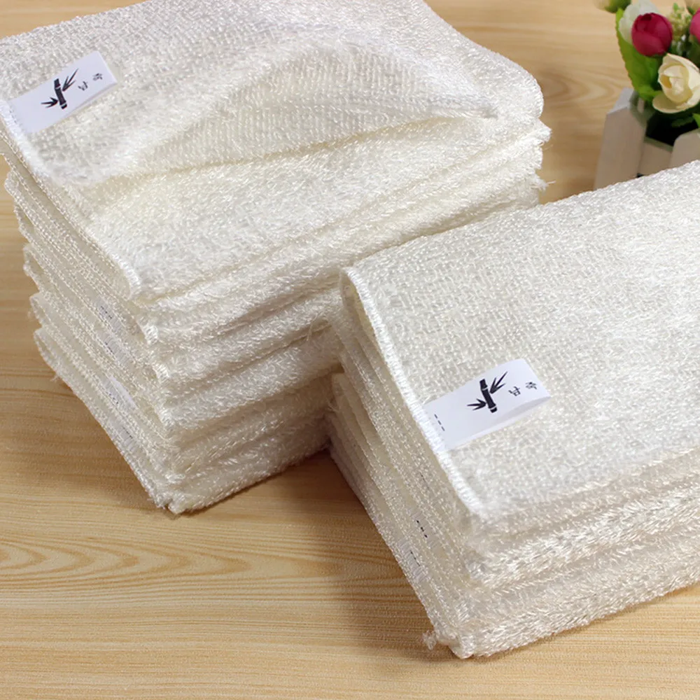 

Saingace 5PCs Dish Cloth Bamboo Fiber High Efficient Anti-grease Washing Towel Magic Kitchen Cleaning Wiping Drop Gifts#H10