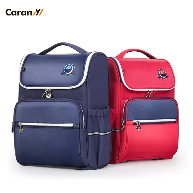 

Caran-Y 18L Children School Backpack Waterproof PU Kids Bag Orthopedic School Bags For Boy Big Capacity CX2635
