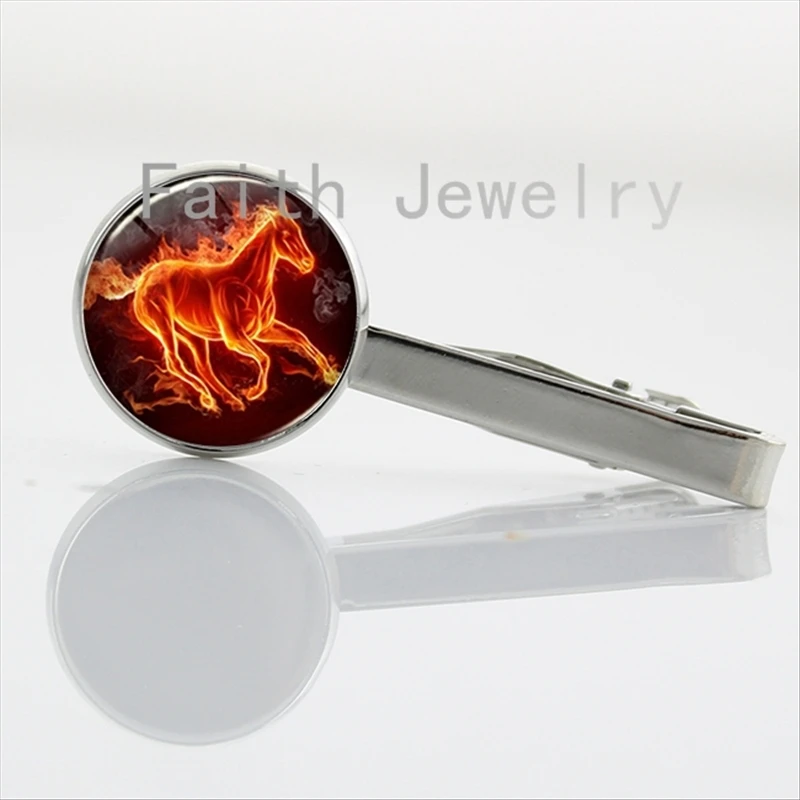 

Cool animal jewelry burning horse art picture tie pins nature charm riding horse tie clip personalized handmade gifts NS260