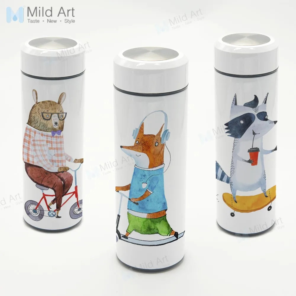 Kaufen Personalisierte Kawaii Sport Tiere Bär Reise Becher Edelstahl Thermische Vakuum Becher Schule Wasser Flaschen 350 ml Kinder Jungen Geschenke