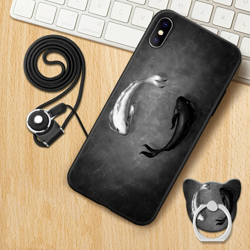 

Xiaomi Mi 8 explorer edition Case Cute Style Black Frame Cartoon Painted Phone Shell Cover For Xiaomi Mi 8 pro rope holder#001