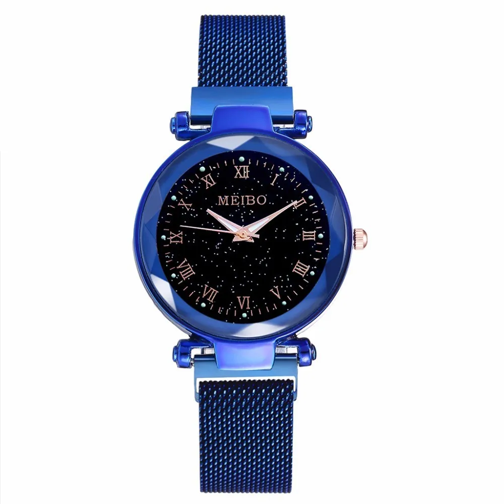 Women Mesh Magnet Buckle Starry Sky Watch Luxury Ladies Geometric Surface Roman Dial Quartz Relogio Feminino|Женские часы| |