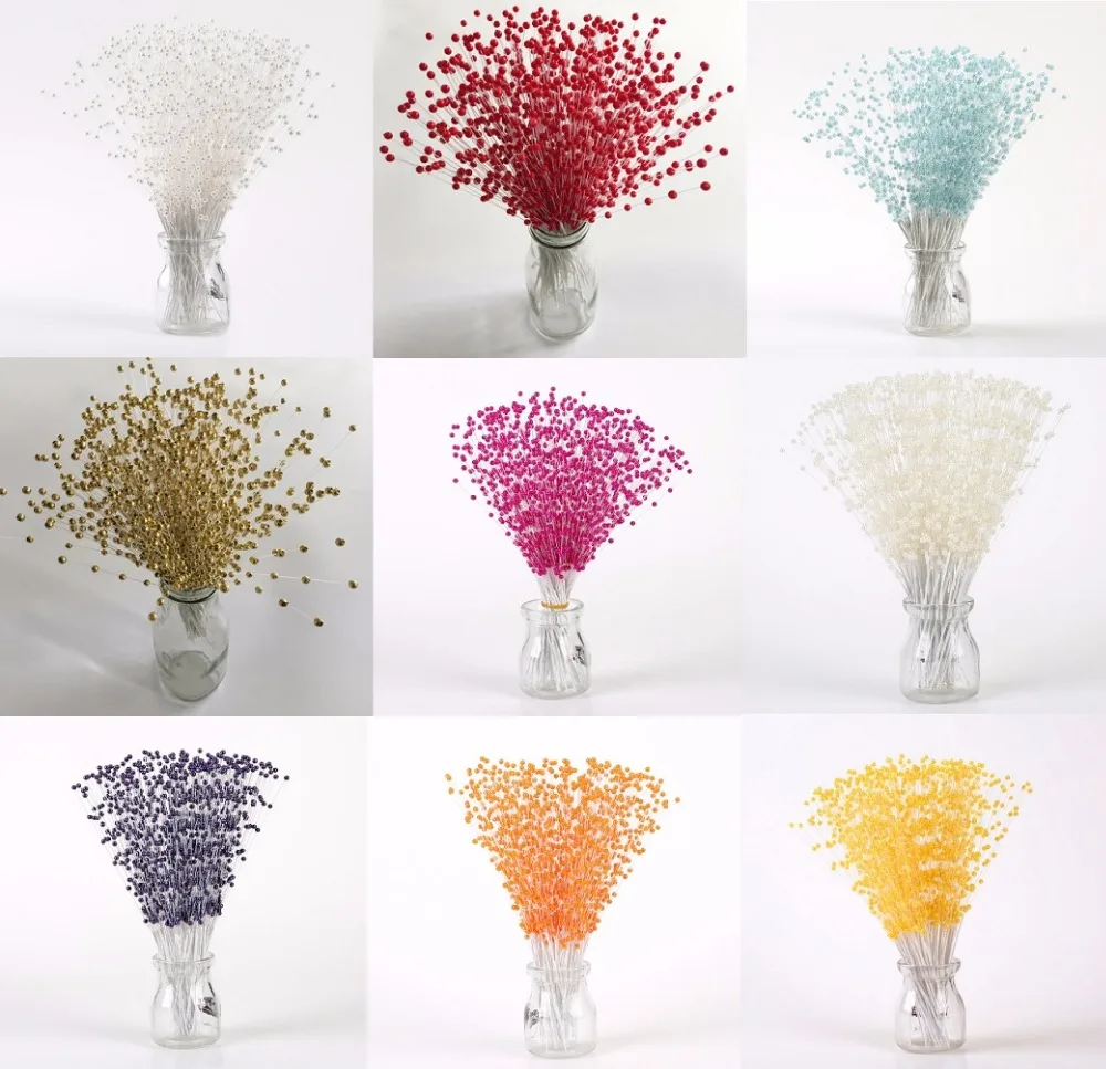 

100pcs/pack 4mm Bead Chain Artificial Flowers For Wedding Cake Topper Decorative Centerpieces Decoration Crafts Multicolor