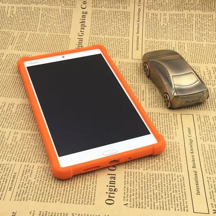Мягкий резиновый силиконовый чехол с функцией подставки из зернистой кожи Обложка для huawei Mediapad M3 Lite 8,0 CPN-W09 CPN-AL00 чехол для планшета - Цвет: orange