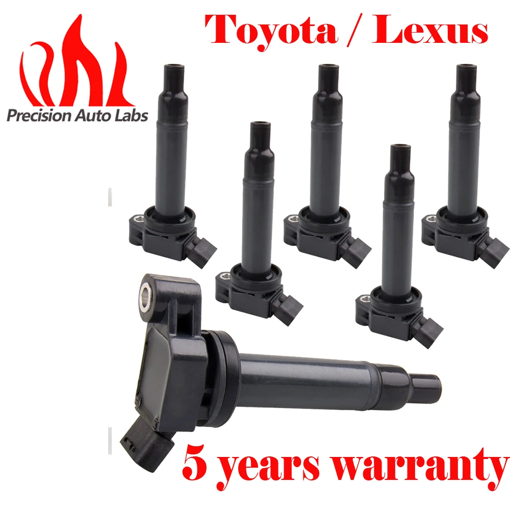 PRECISION AUTO LABS Pack of 6 Ignition Coil Coils For Toyota Camry