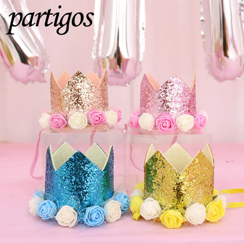 

Happy First Birthday Party Hats Decor Cap One Birthday Hat Princess Crown 1st 2nd 3rd Year Old Number Baby Kids Hair Accessory