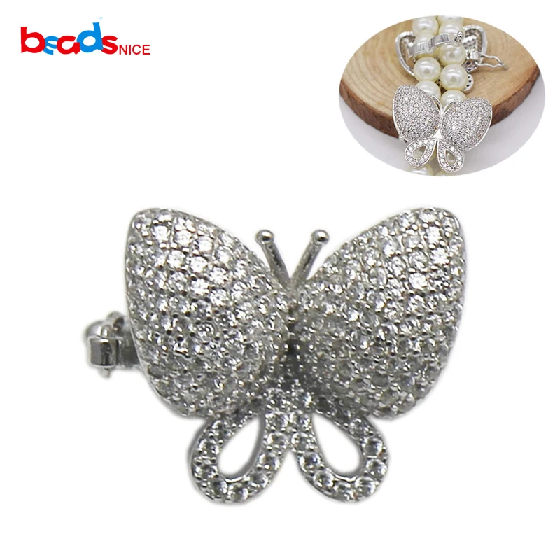 

Beadsnice 925 Sterling Silver Jewelry Clasp Micro CZ Pave Butterfly Bead for Necklace Making Handmade Jewelry Findings ID35287
