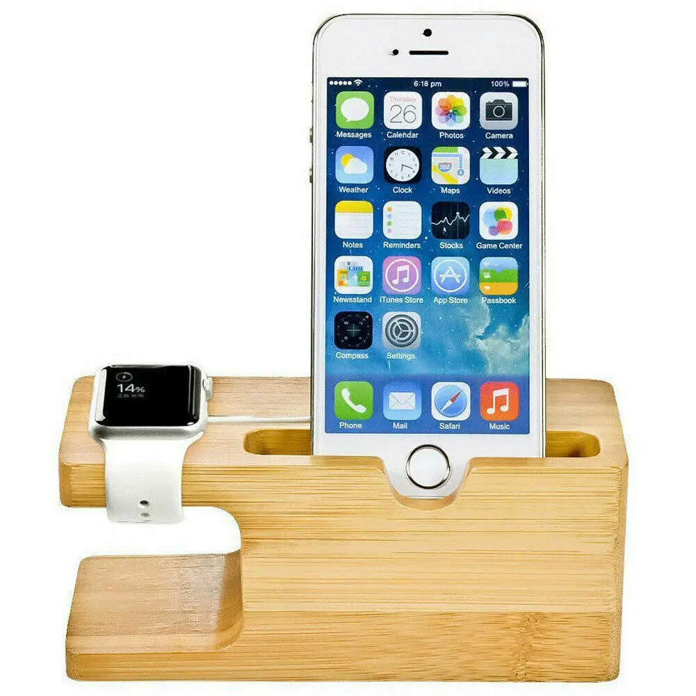 Зарядная док станция для Apple Watch iWatch iPhone Bamboo Новинка|Подставки и держатели| |