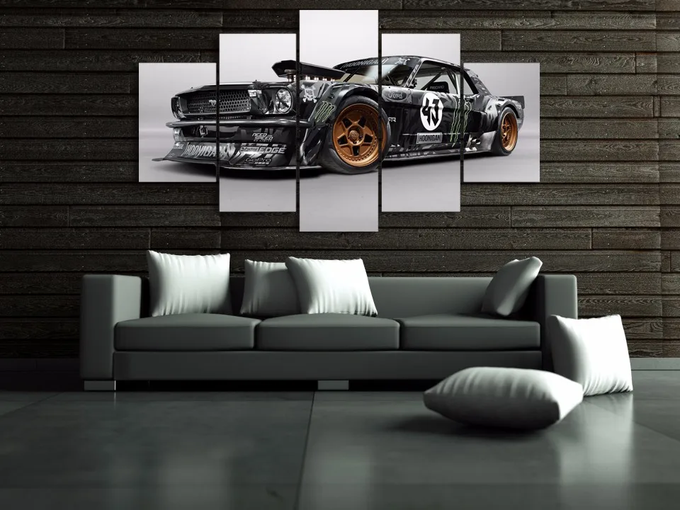 Современный плакат домашний декор рамка настенные художественные картины для гостиной 5 шт. Ford Mustang машина RTR картина холст HD печатная PENGDA