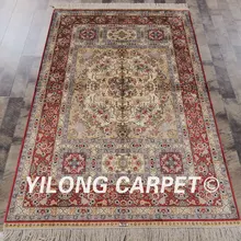 Yilong 4'x6' небольшой золотой красный цвет ручной работы nanyang шелковый ковер для продажи(LH11A4x6