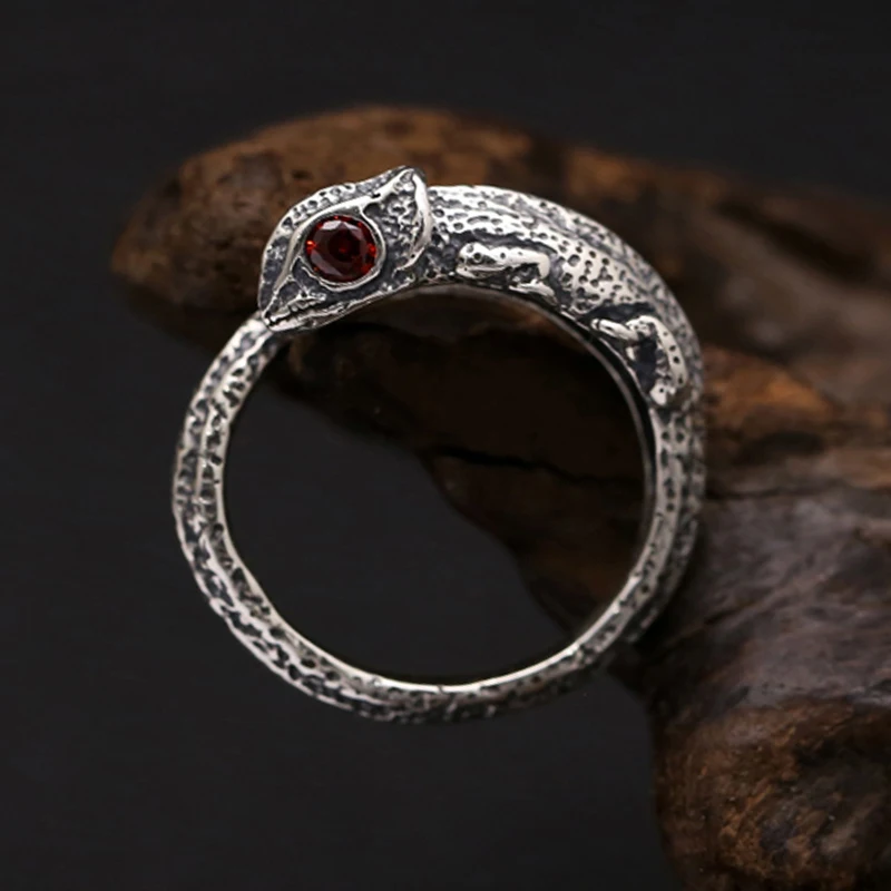 

Lizard Tail Ring Opening 100% 925 Silver Jewelry for Women Wedding Ring Creative Cute Little Chameleon GR9