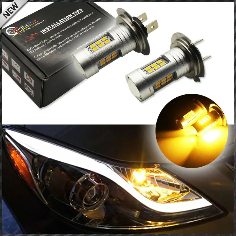 JDM Gold Yellow 3000K Samsung LED H7 LED Bulbs For Hyundai Genesis