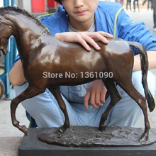 XD 001162 25 Китай Бронза Медь резные зодиак животного Run лошадь Книги по искусству Скульптура статуя