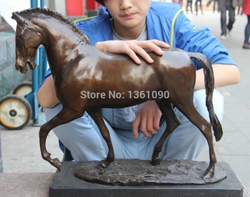 

xd 001162 25 China Bronze Copper Carved Zodiac Animal Run Horse Horse Art Sculpture Statue