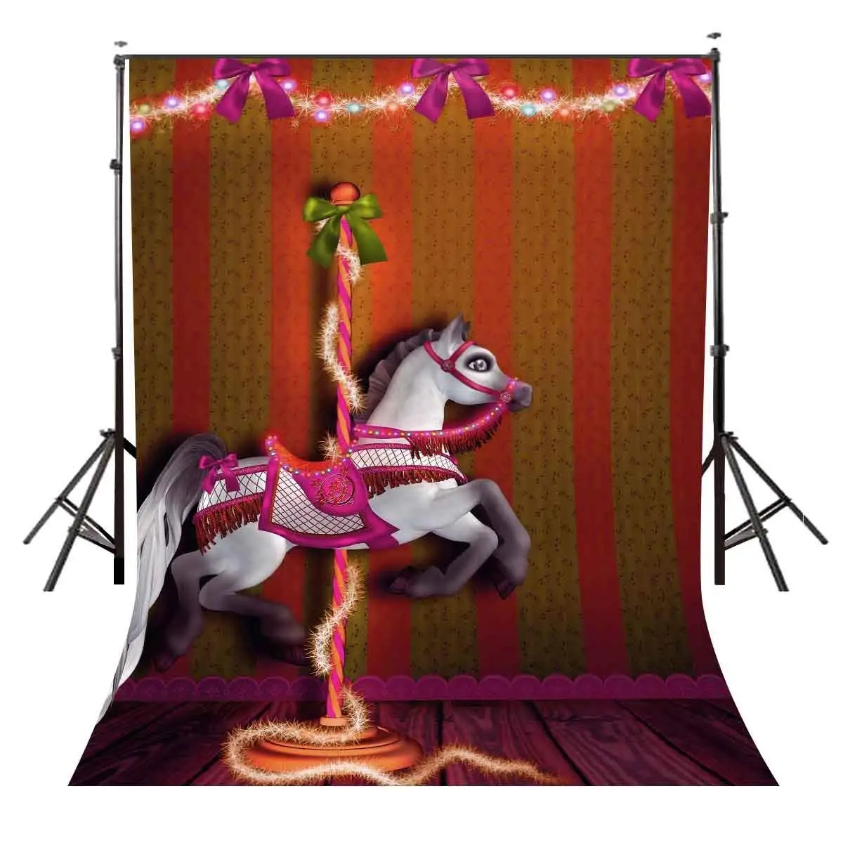 

5x7ft Carousel Backdrop Happy Carousel Children's Party Photography Background and Studio Photography Backdrop Props