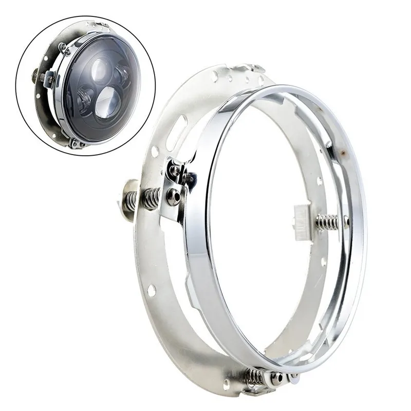 7 Inch Silver Round Mounting Bracket Ring for Motorcycle LED Projector Headlamp Headlight c