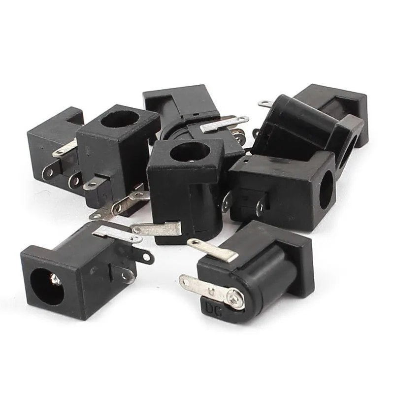 

10pcs Black 3 Pin 2.5mmx5.5mm DC Power Jack Socket PCB Mount Connector
