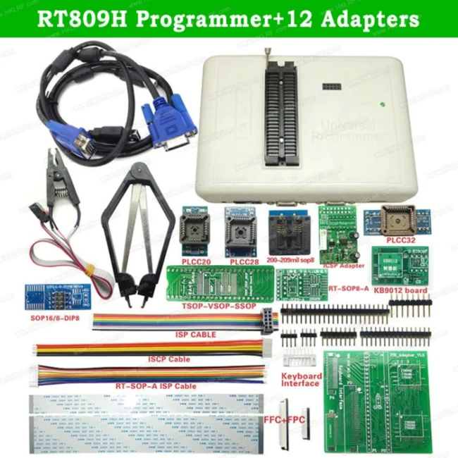 RT809H Универсальный EEPROM USB программатор+ 45 адаптеров BGA64 TSOP48 с всасывающей ручкой+ SOP8 клип лучше, чем RT809F программатор - Цвет: RT809H 12 ItemS