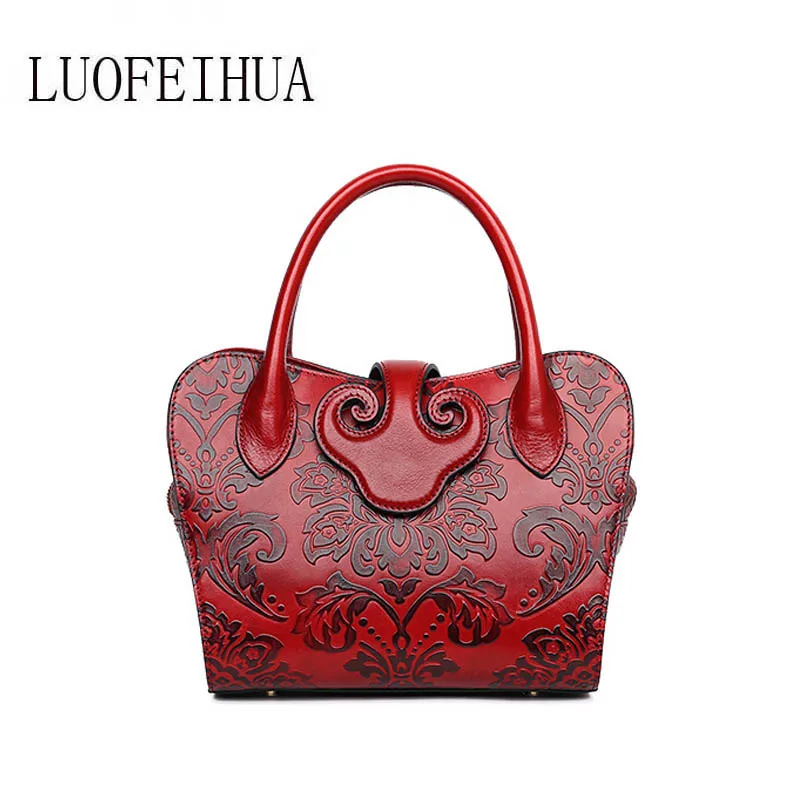 LUOFEIHUA новая кожаная сумка в этническом стиле с принтом женская модная сумка через плечо брендовая сумка