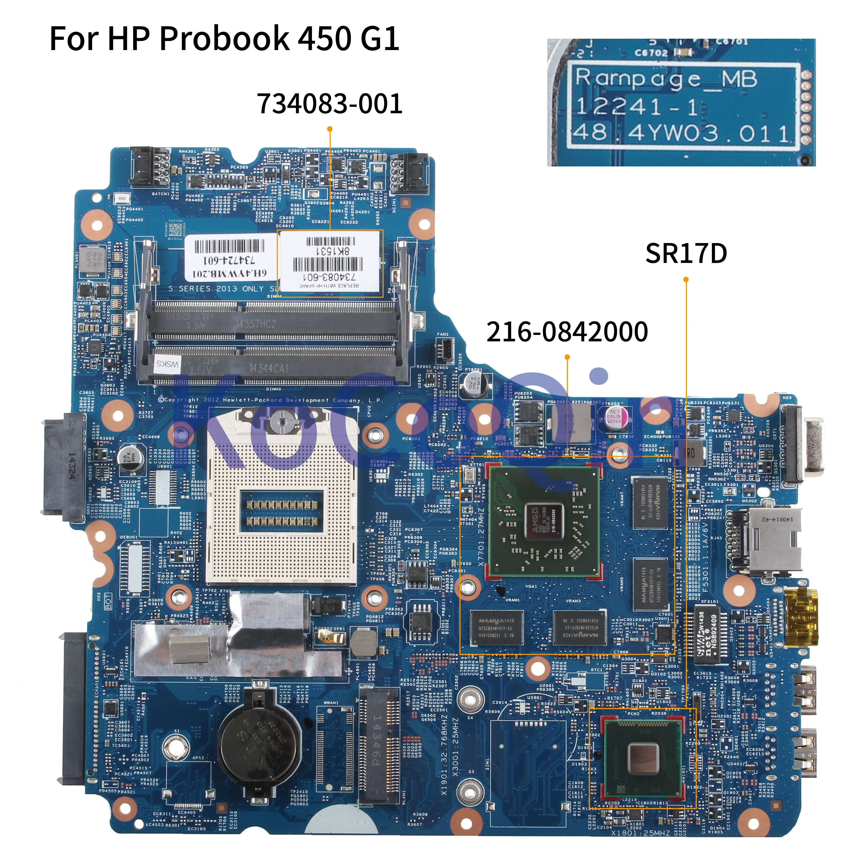 Материнская плата KoCoQin для ноутбука HP Probook 440 G1 450 материнская 734083 001 601 12241 1 48. 4yw03. 011