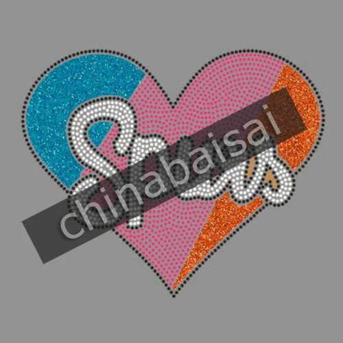 San antonio spurs heart Rhinestone Glitter Transfer Motif Designs
