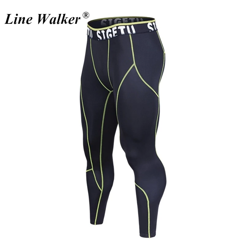Linie Walker Gym Leggings Compression Fitness Hosen Bodybuilding Sport Strumpfhosen Hose Lauf Hosen für männer Sport Tragen