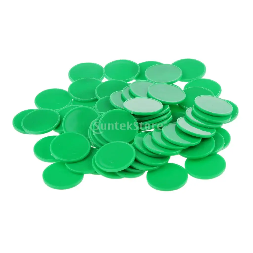 100 Pieces Plastic Poker Chips Bingo Markers Token Toys for Party Casino Board Game Accessory