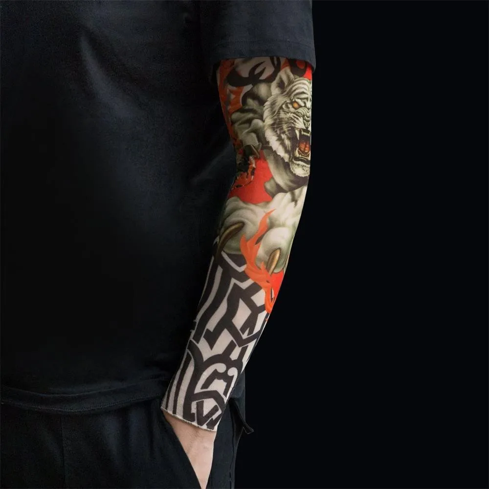 6 шт. нейлоновые эластичные рукава татуировки для мужчин и женщин на руку теплые унисекс УФ Защита от солнца Прохладный велосипедный рукав