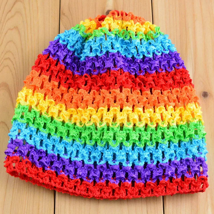 Rainbow Color Baby Girls Boys Crochet Beanie Hats Infant Soft Knit Kufi