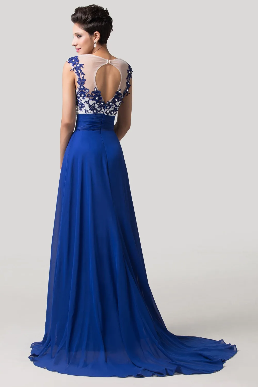 Baguettes dentelle bleu Royal robe de soirée 2016 formelle Occasion robe robe pas cher longue robe de bal pour parti porter 6147 dans Robes de soirée de