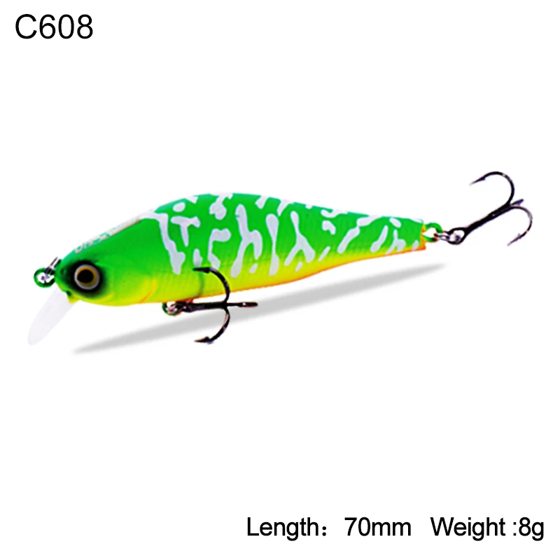 Одна приманка рыболовная приманка 70 мм 8 г 3D воблер с глазами Воблер для мелкой рыбы приманки искусственные жесткие приманки пять цветов Модель 3504 - Цвет: C608