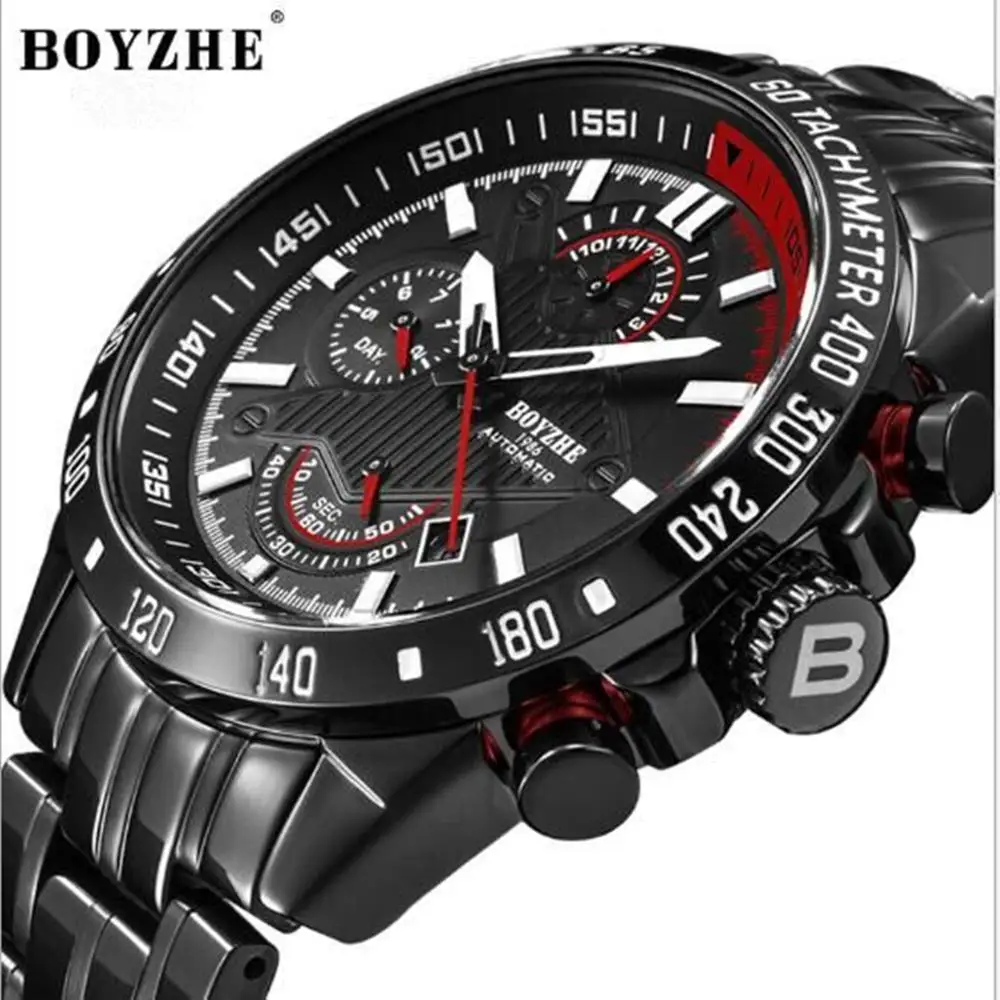 

Men's Luxury Automatic mechanical WristWatches BOYZHE High-end brand watches Fashion business man 3bar Waterproof Sports watch