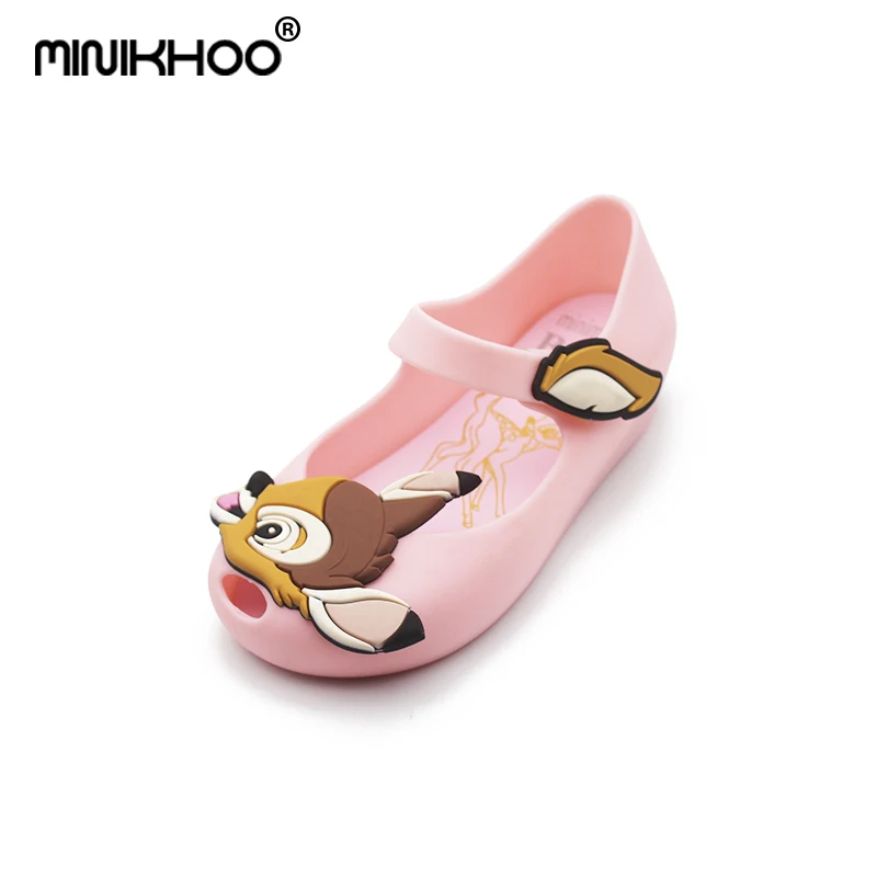 Мини Мелисса Олень Бэмби обувь желе сандалии для девочек Нескользящие Детские сандалии обувь для малышей Melissa дышащая 15 см-18 см - Цвет: Pink