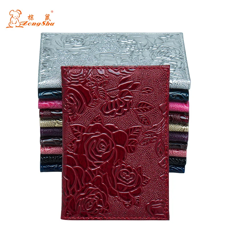 RED Three-dimensional embossed rose PU Leather women Travel Passport Holder Embossing Passport Cove - 32935051650