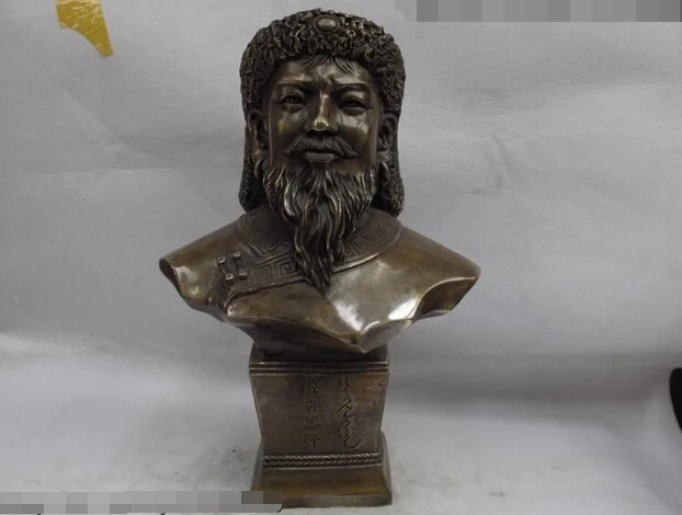 

wholesale factory Chinese bronze copper ancientry Inner Mongolia hero Genghis Khan figurine Statue