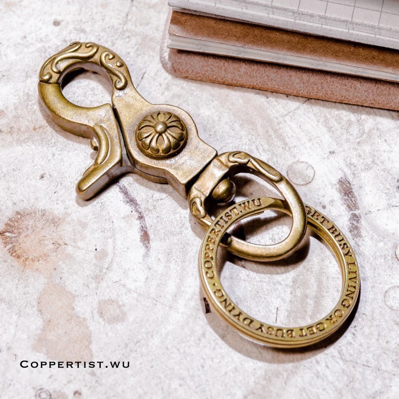 coppertist.wu Bronze Flower Decorative pattern CARABINER Lobster Clasps